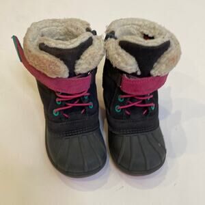 Cat & Jack Winter Waterproof Boots Zipper Dark Gray & Pink Sz 7 Toddler Girls